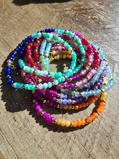 Rainbow Dainty Micro-Faceted Gemstone Collection Bracelet My Store