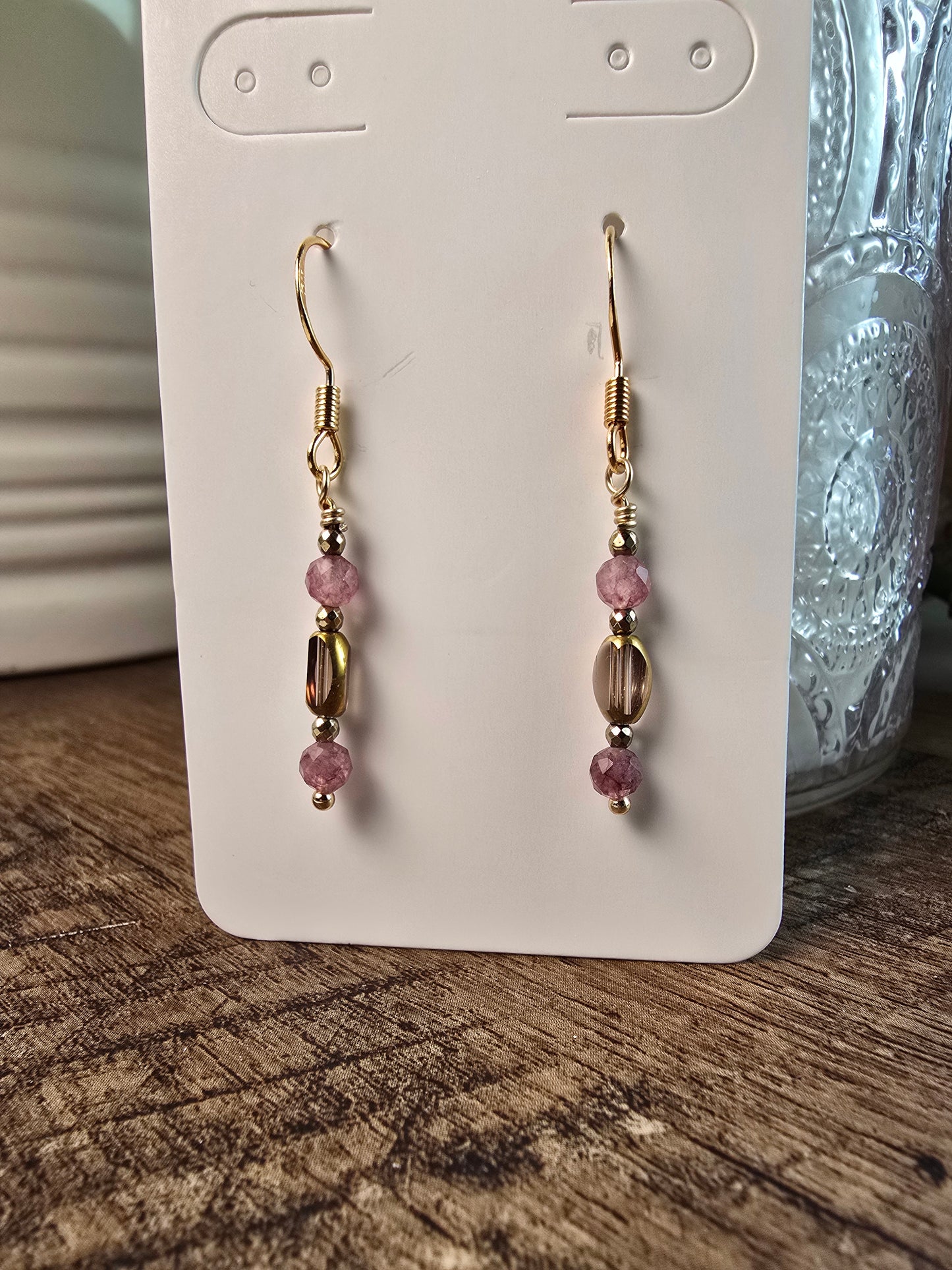 Dainty Rose & Gold Drop Earrings Sacred Sol Design