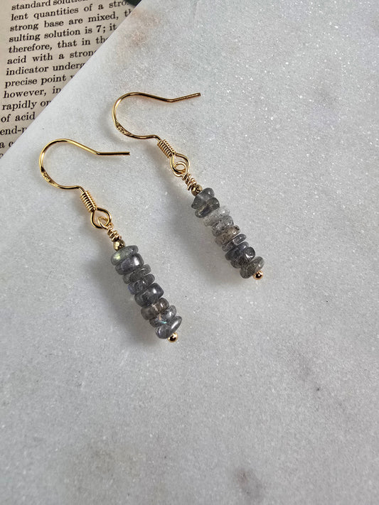 Labradorite, Heishi & Hematite Drop Earrings Sacred Sol Design