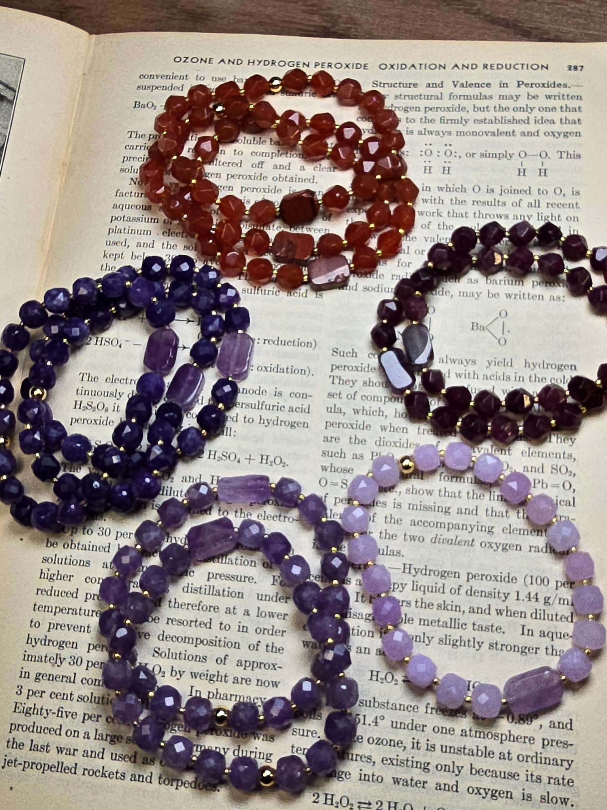 Gemstone Strech Bracelets - Plum Jade, Violet Jade, Amethyst, Chalcedony & Carnelian My Store
