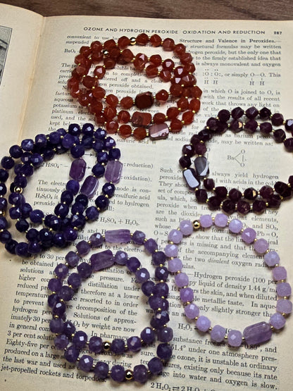 Gemstone Strech Bracelets - Plum Jade, Violet Jade, Amethyst, Chalcedony & Carnelian My Store
