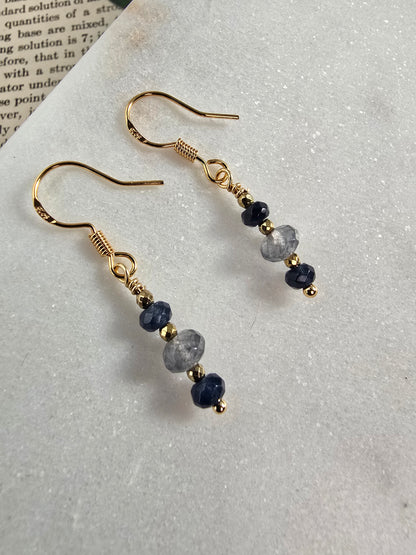 Navy Blue & Gold Mini Drop Earrings Sacred Sol Design