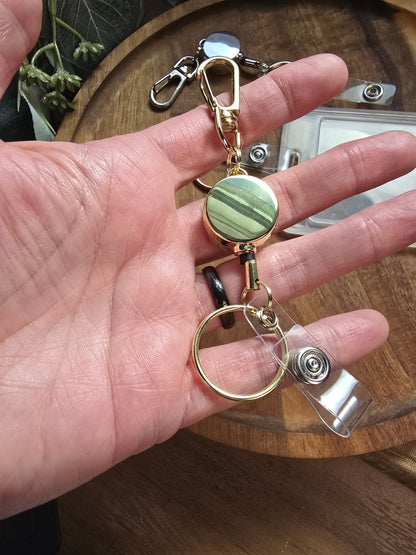 Clip-on Extendable Badge Reel Sacred Sol Design