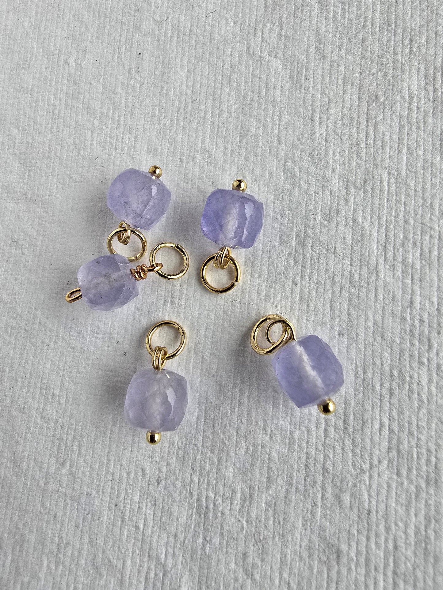 Lavender Chalcedony Faceted Cube Drops Sacred Sol Design
