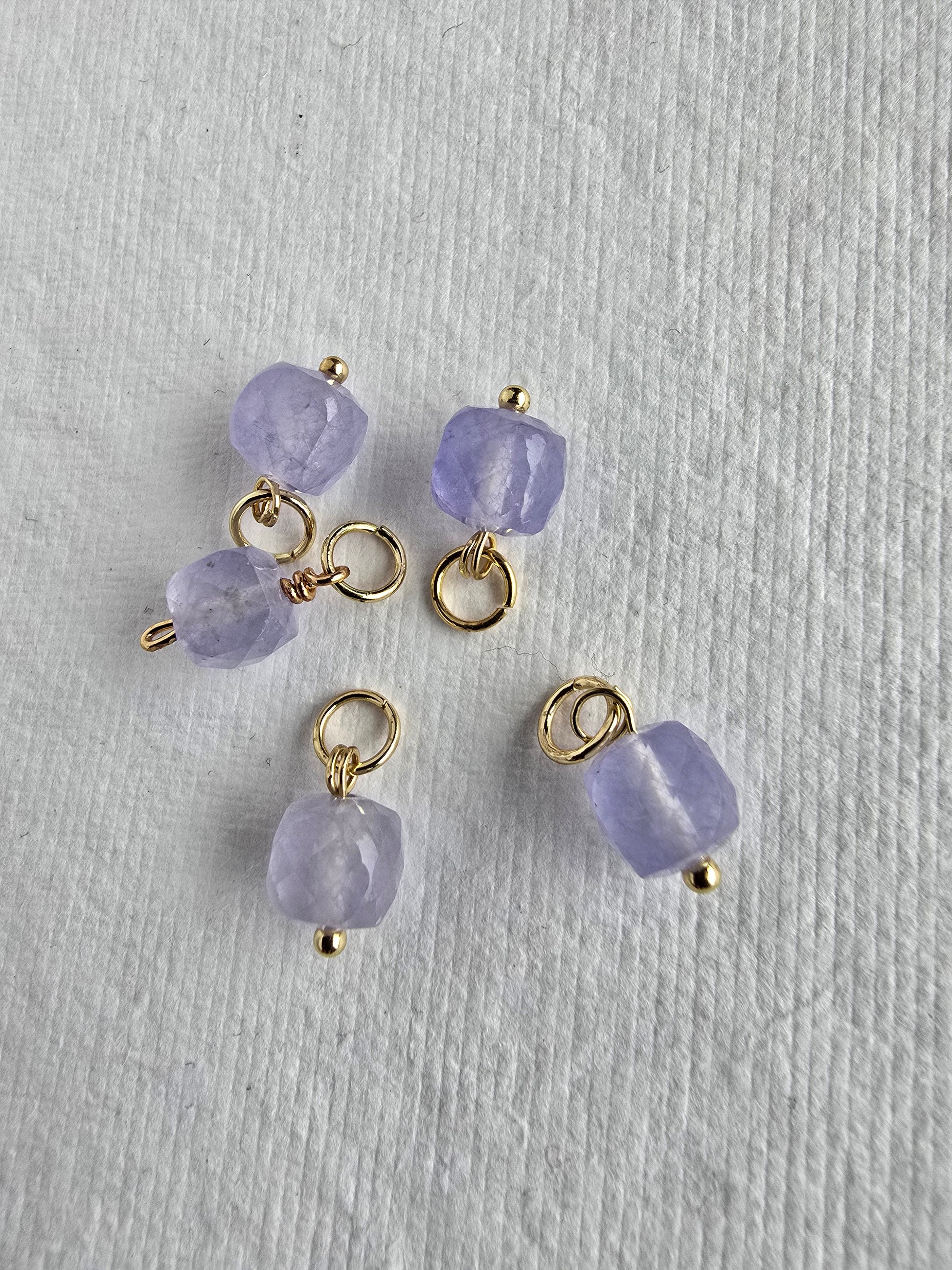 Lavender Chalcedony Faceted Cube Drops Sacred Sol Design