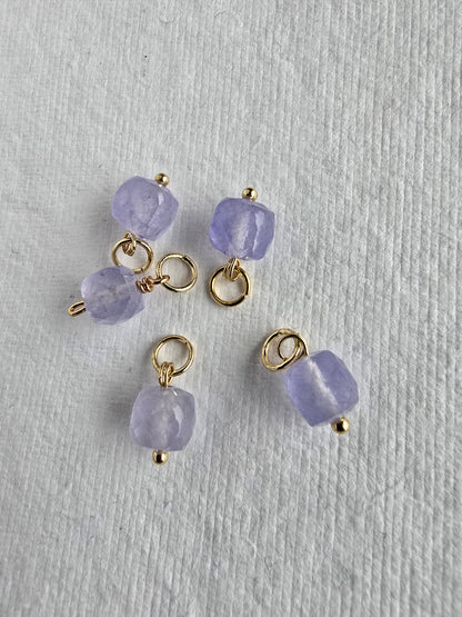 Lavender Chalcedony Faceted Cube Drops Sacred Sol Design