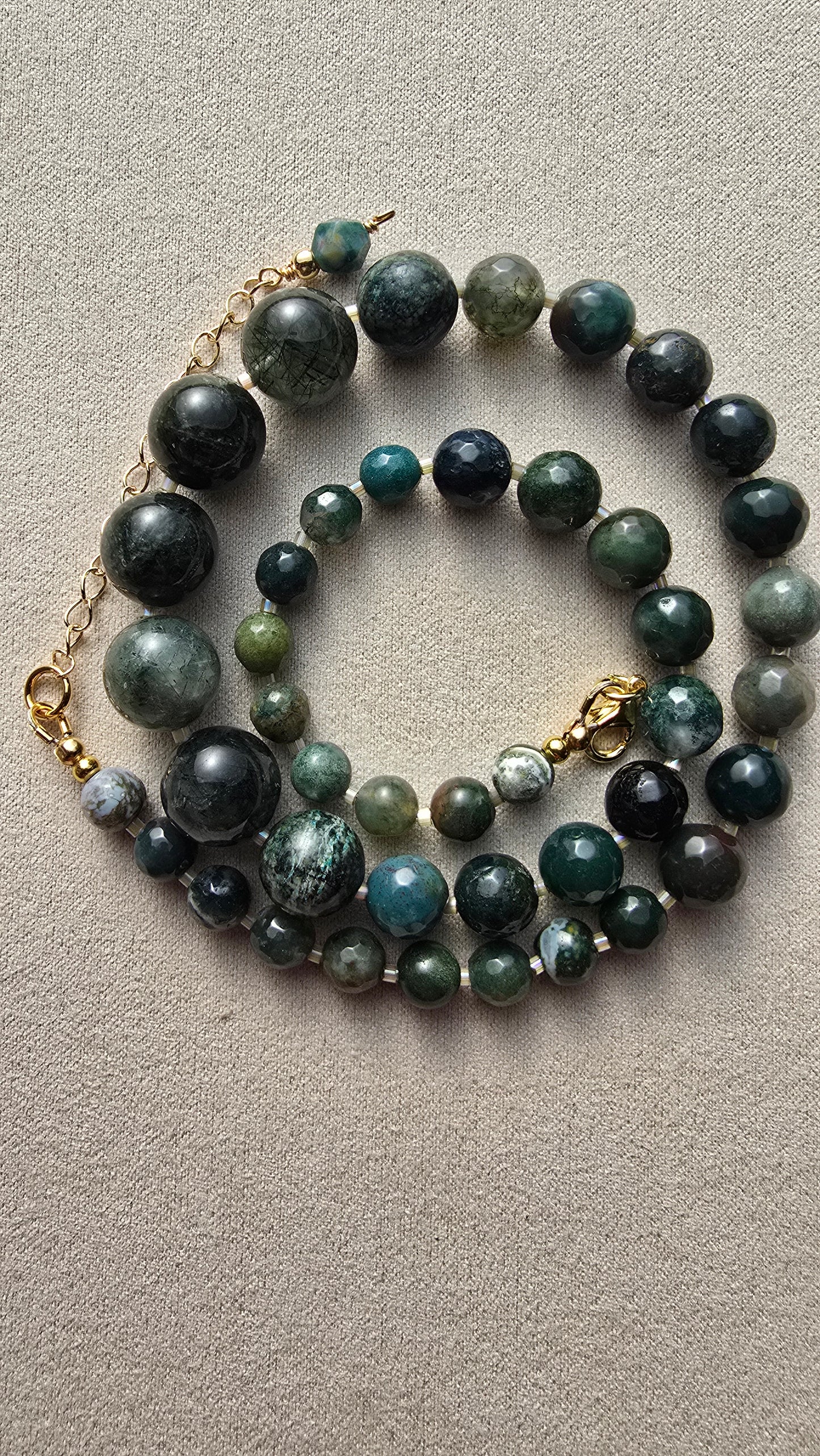Moss Agate & Indian Agate Necklace Sacred Sol Design