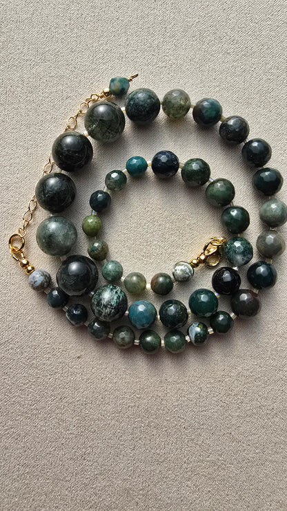 Moss Agate & Indian Agate Necklace Sacred Sol Design