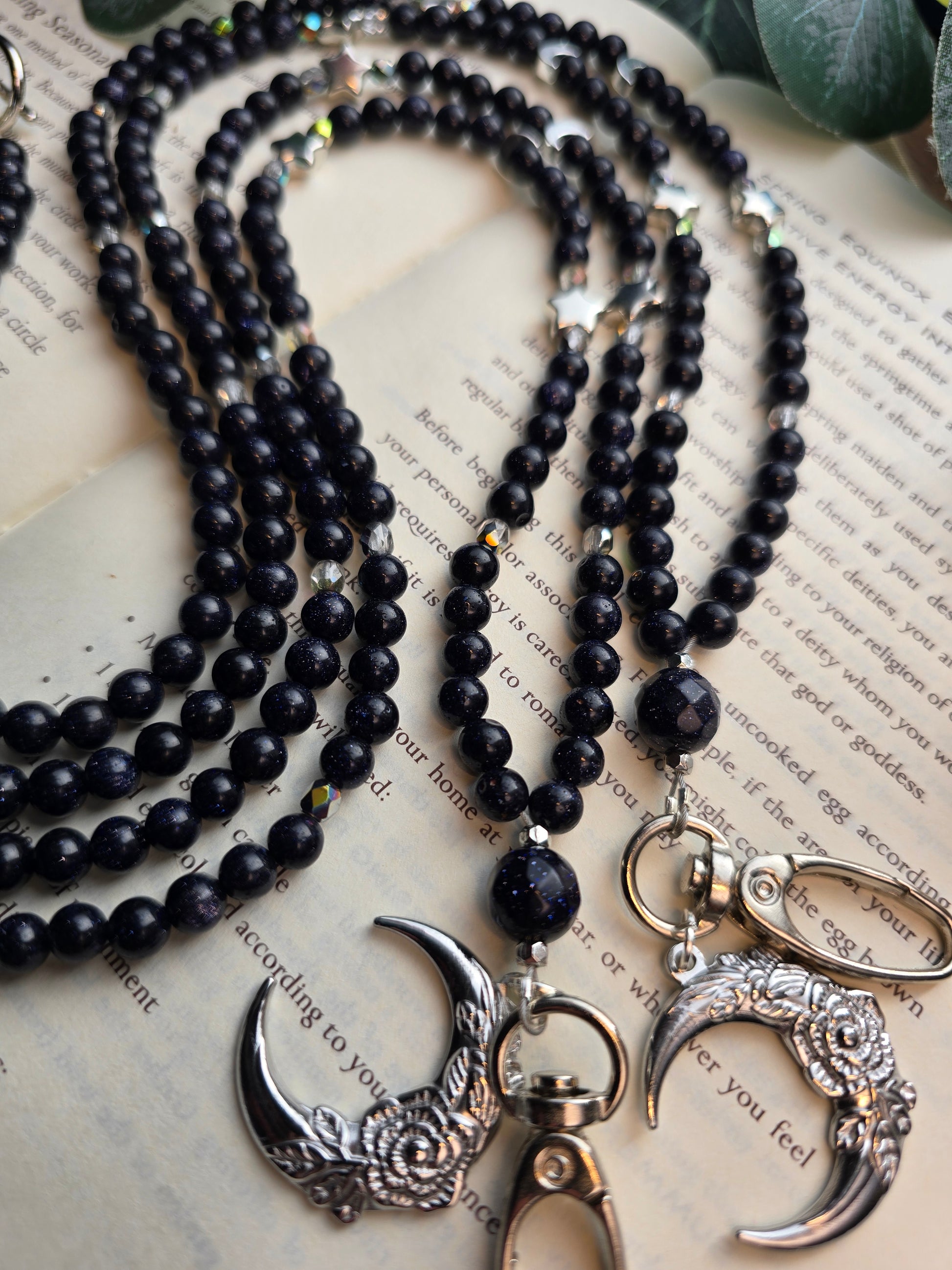 A Court of Starlight Lanyard - Blue Goldstone Celestial Charm My Store