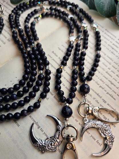 A Court of Starlight Lanyard - Blue Goldstone Celestial Charm My Store