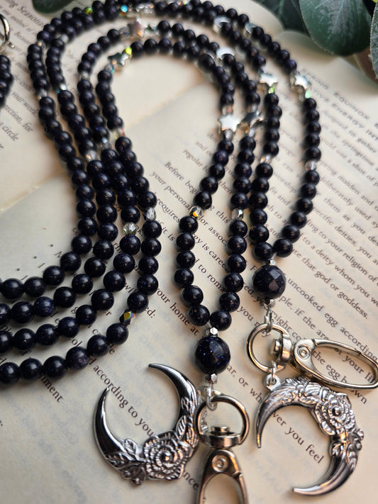 A Court of Starlight Lanyard - Blue Goldstone Celestial Charm My Store