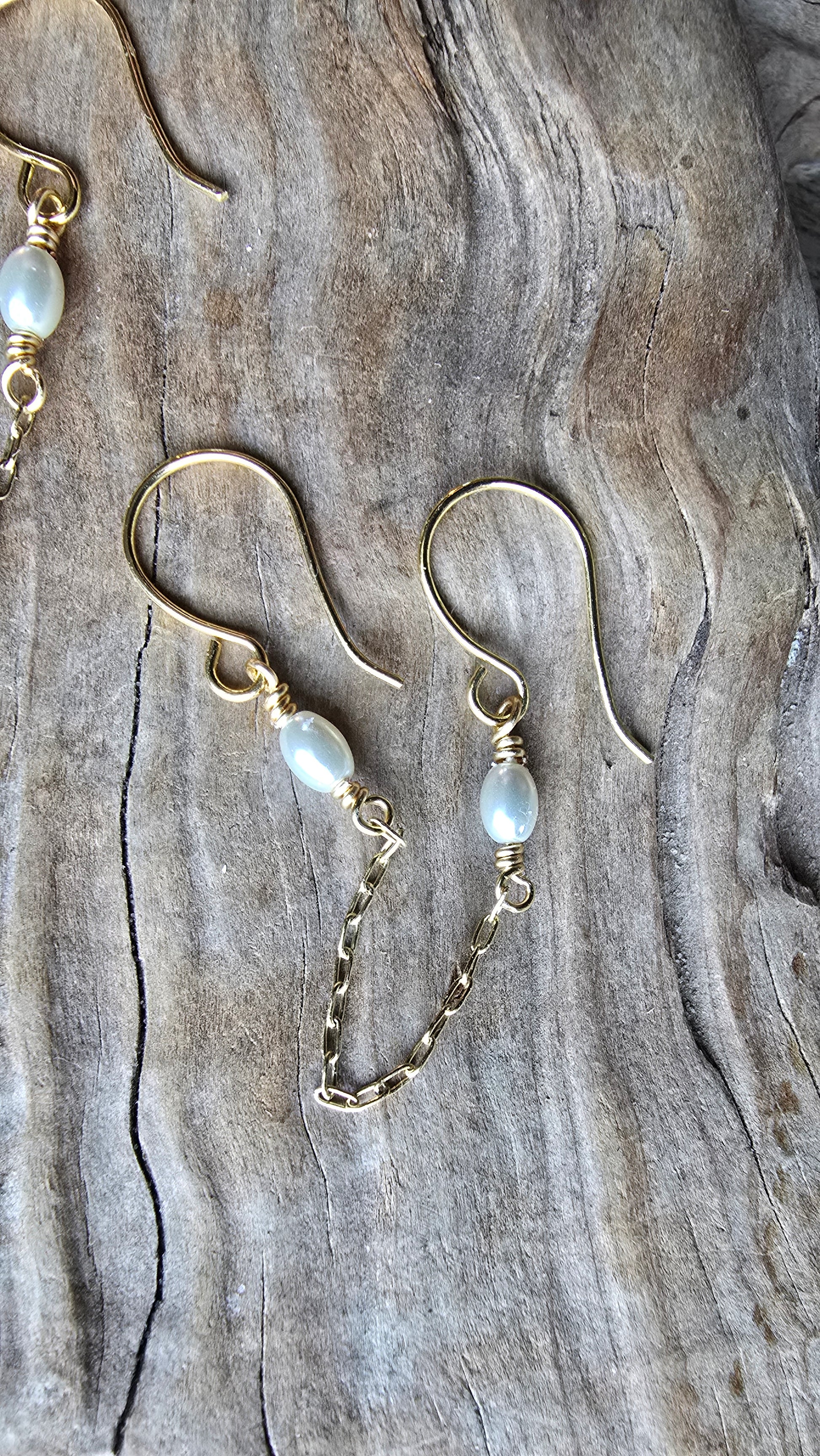 Luster Double Piercing Pearl Chain Earrings Sacred Sol Design