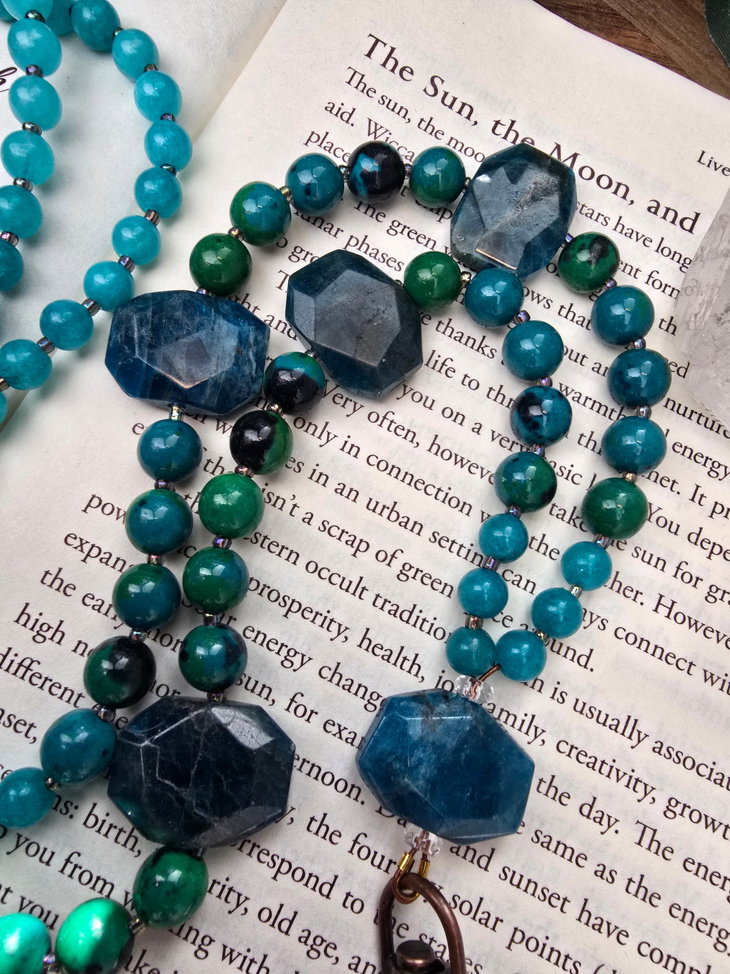 Blue Apatite Gemstone Lanyard Sacred Sol Design