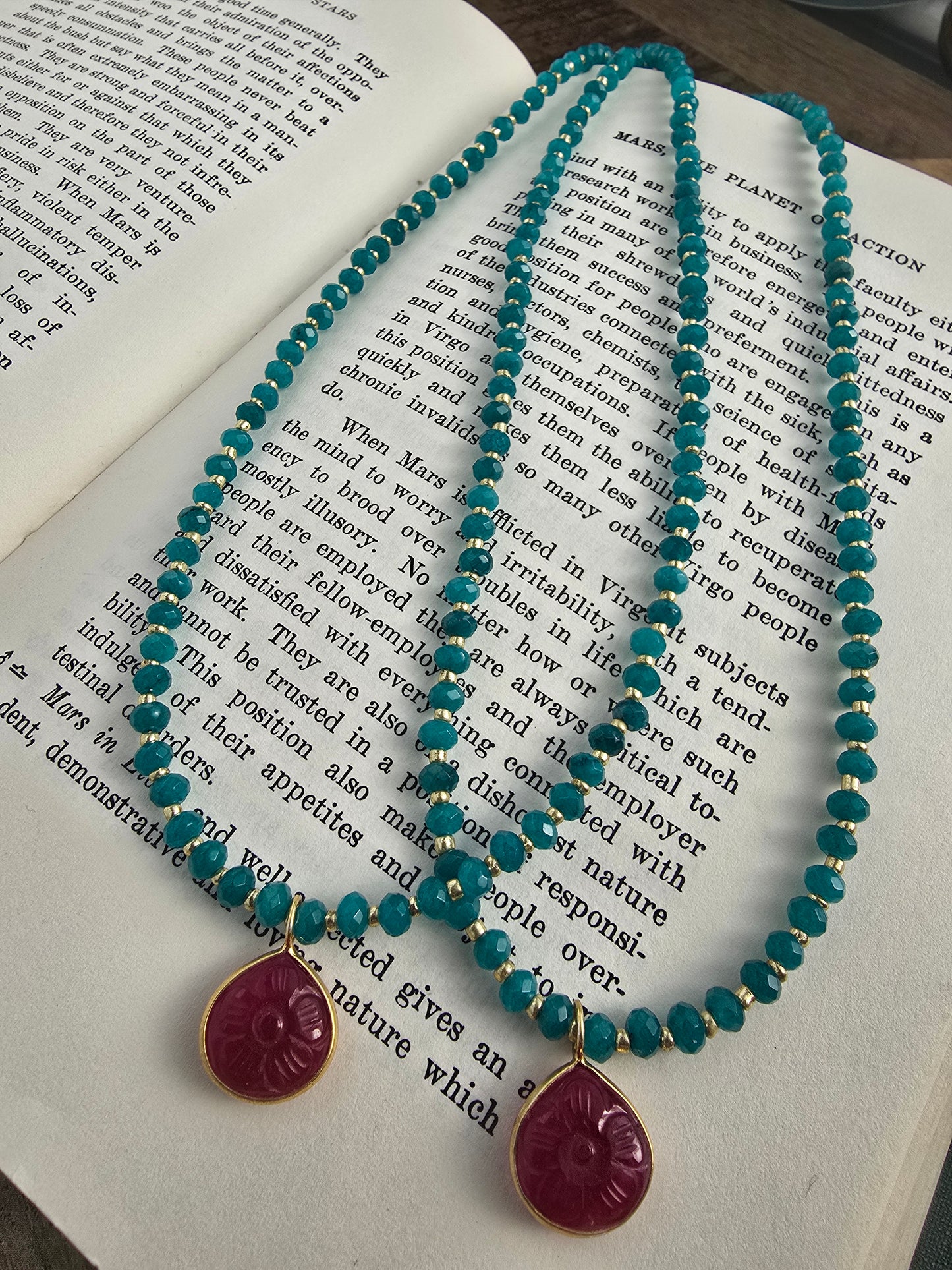 Blue Chalcedony & Ruby Accent Necklace Sacred Sol Design
