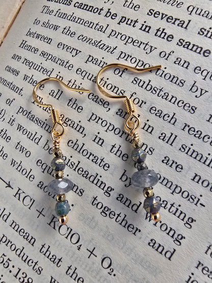 Grey Jade & Gold Drop Earrings Sacred Sol Design