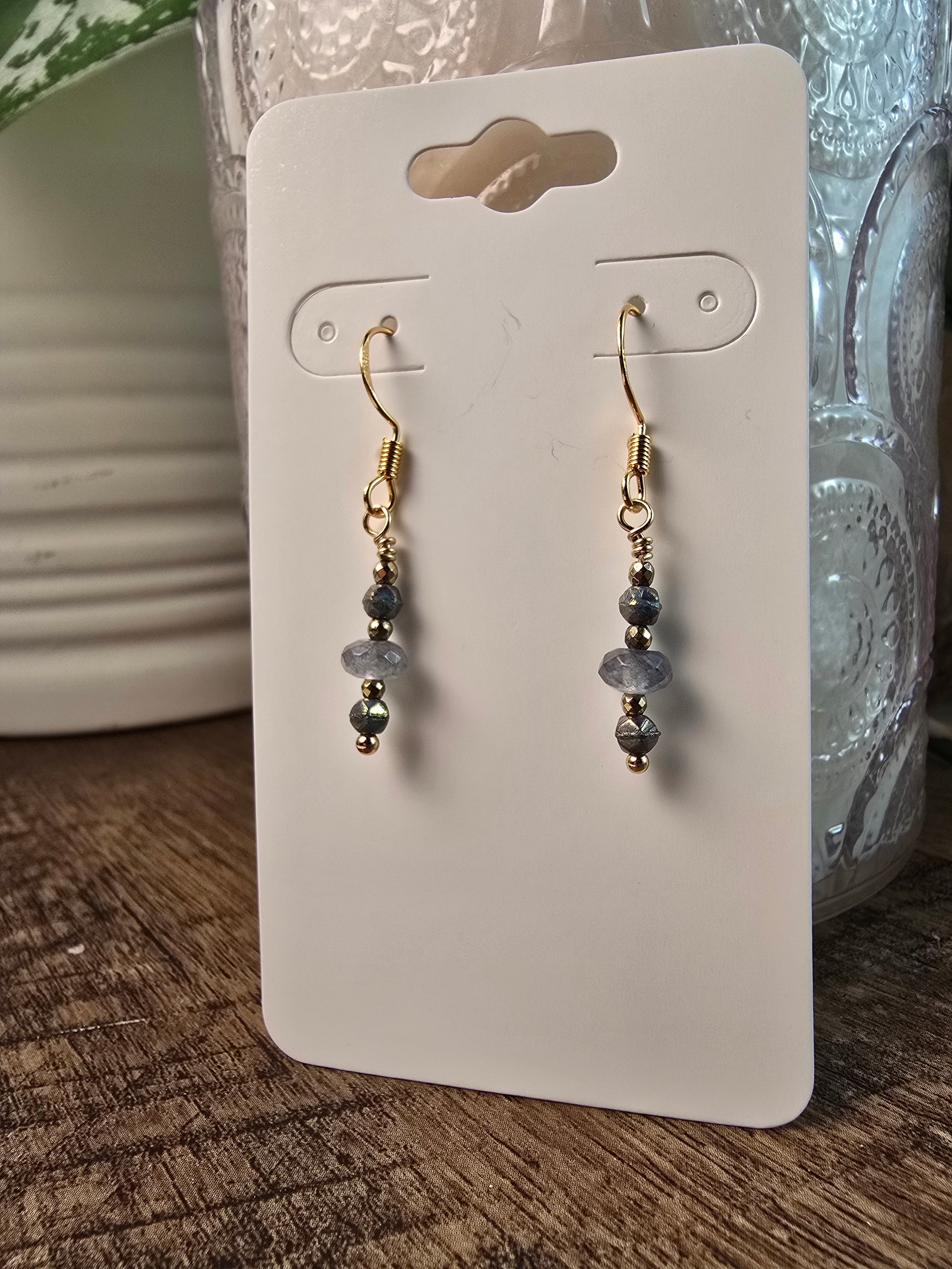 Grey Jade & Gold Drop Earrings Sacred Sol Design