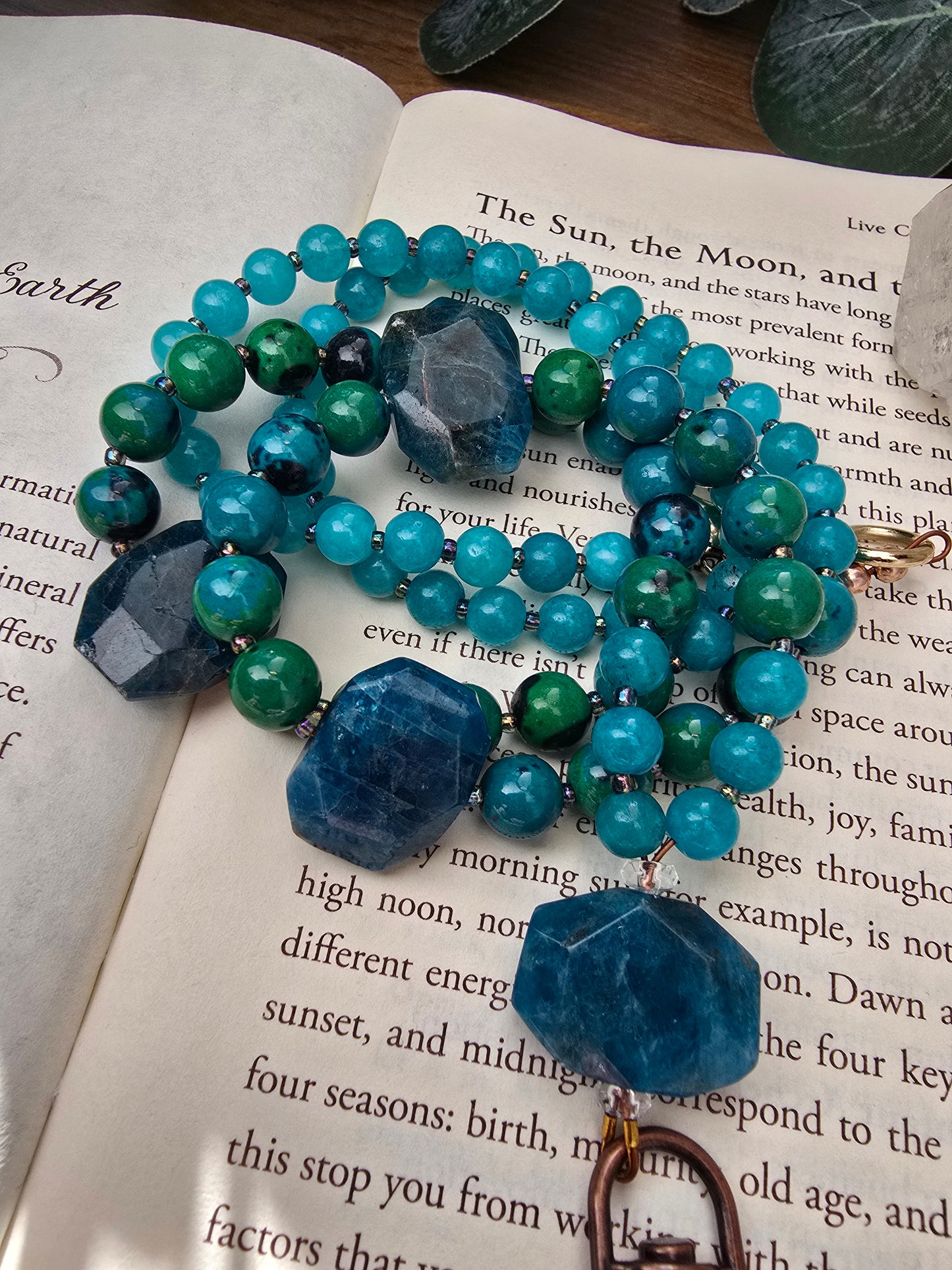 Blue Apatite Gemstone Lanyard Sacred Sol Design