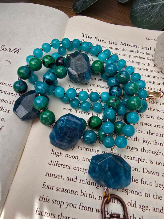 Blue Apatite Gemstone Lanyard Sacred Sol Design