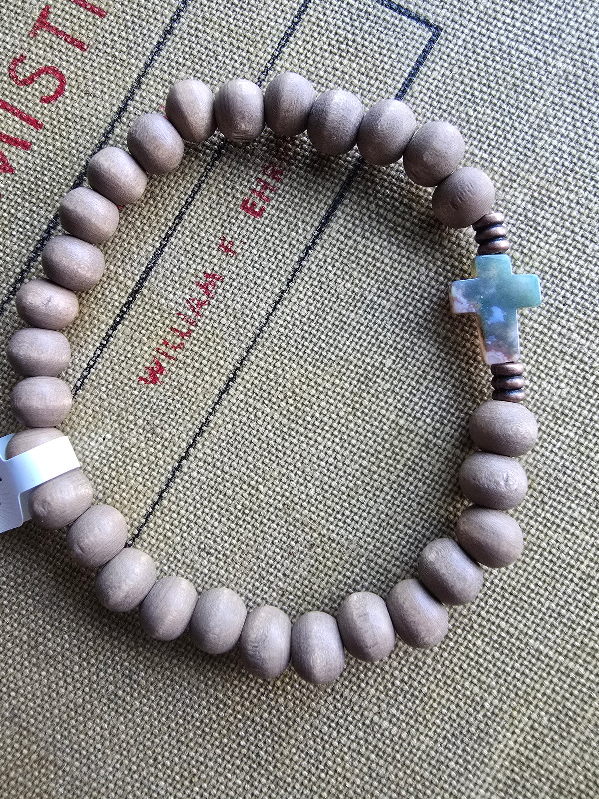 Wood + Agate Cross Bracelet My Store