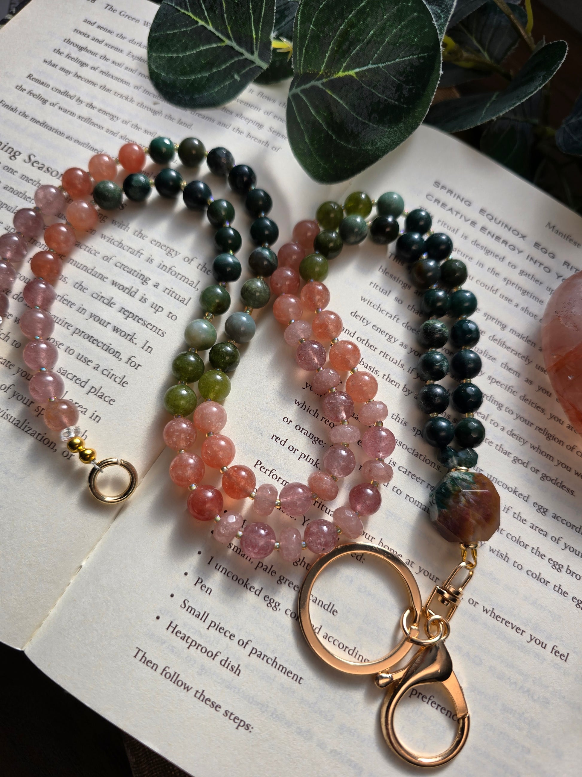 Sunrise Joy Mala Style Lanyard | Sunstone, Agate & Jade | Colorful Beaded Lanyard Sacred Sol Design