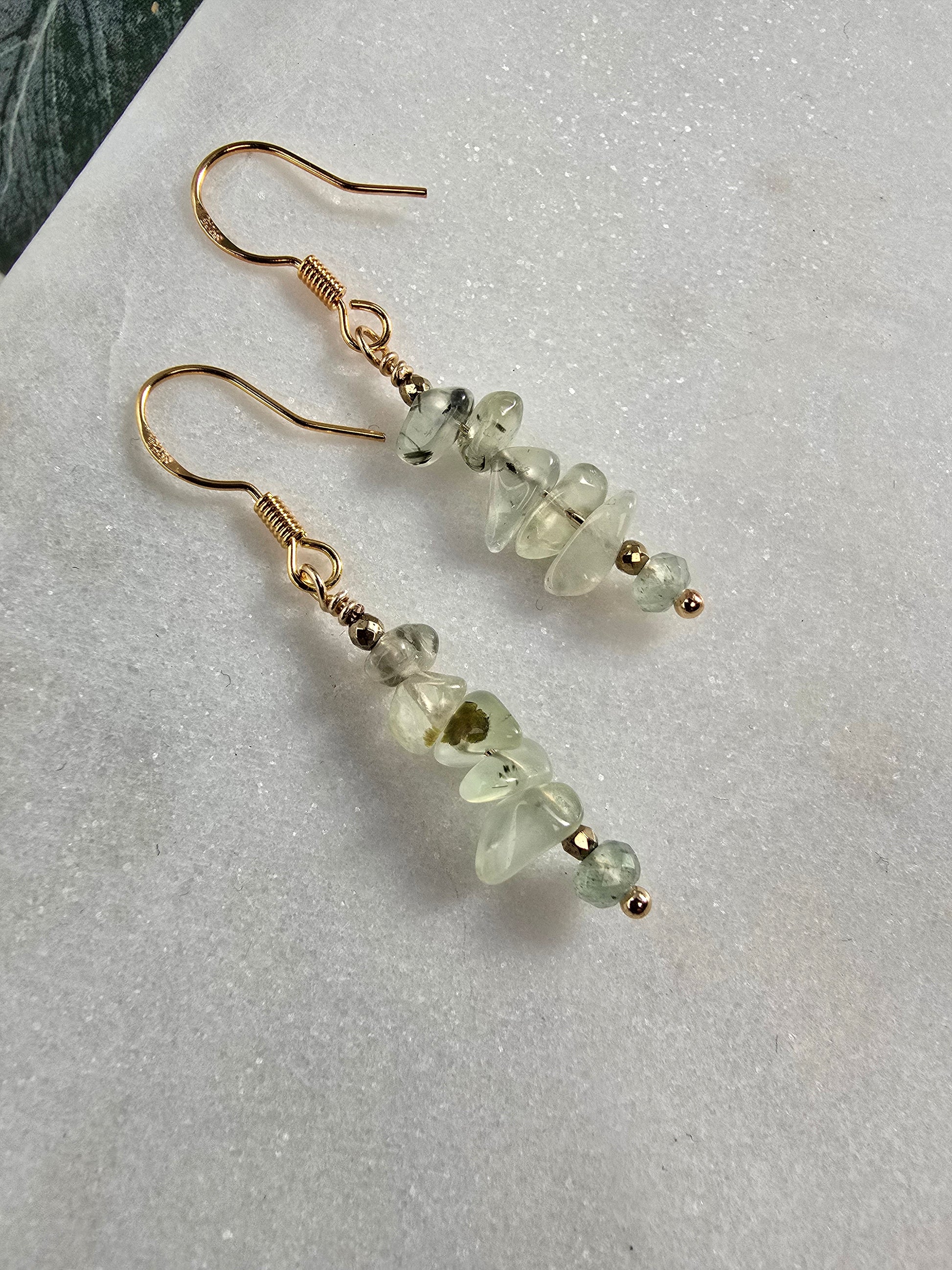 Prehnite & Hematite Drop Earrings Sacred Sol Design