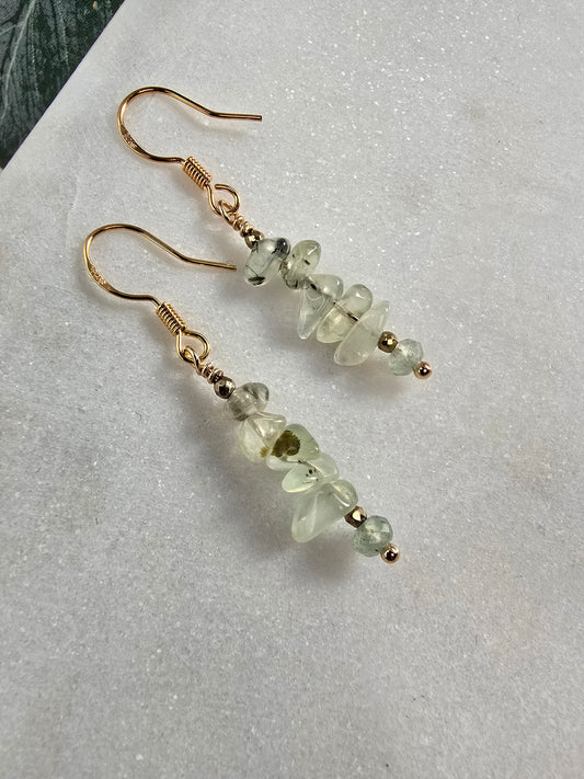 Prehnite & Hematite Drop Earrings Sacred Sol Design
