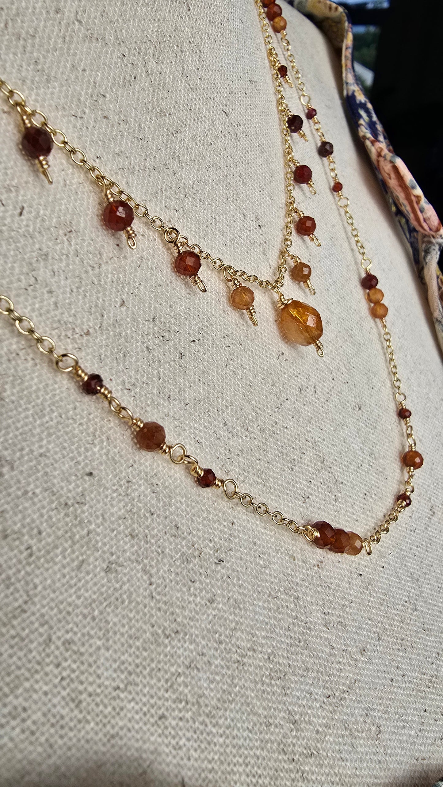 Hessonite Garnet Layered Necklace Sacred Sol Design