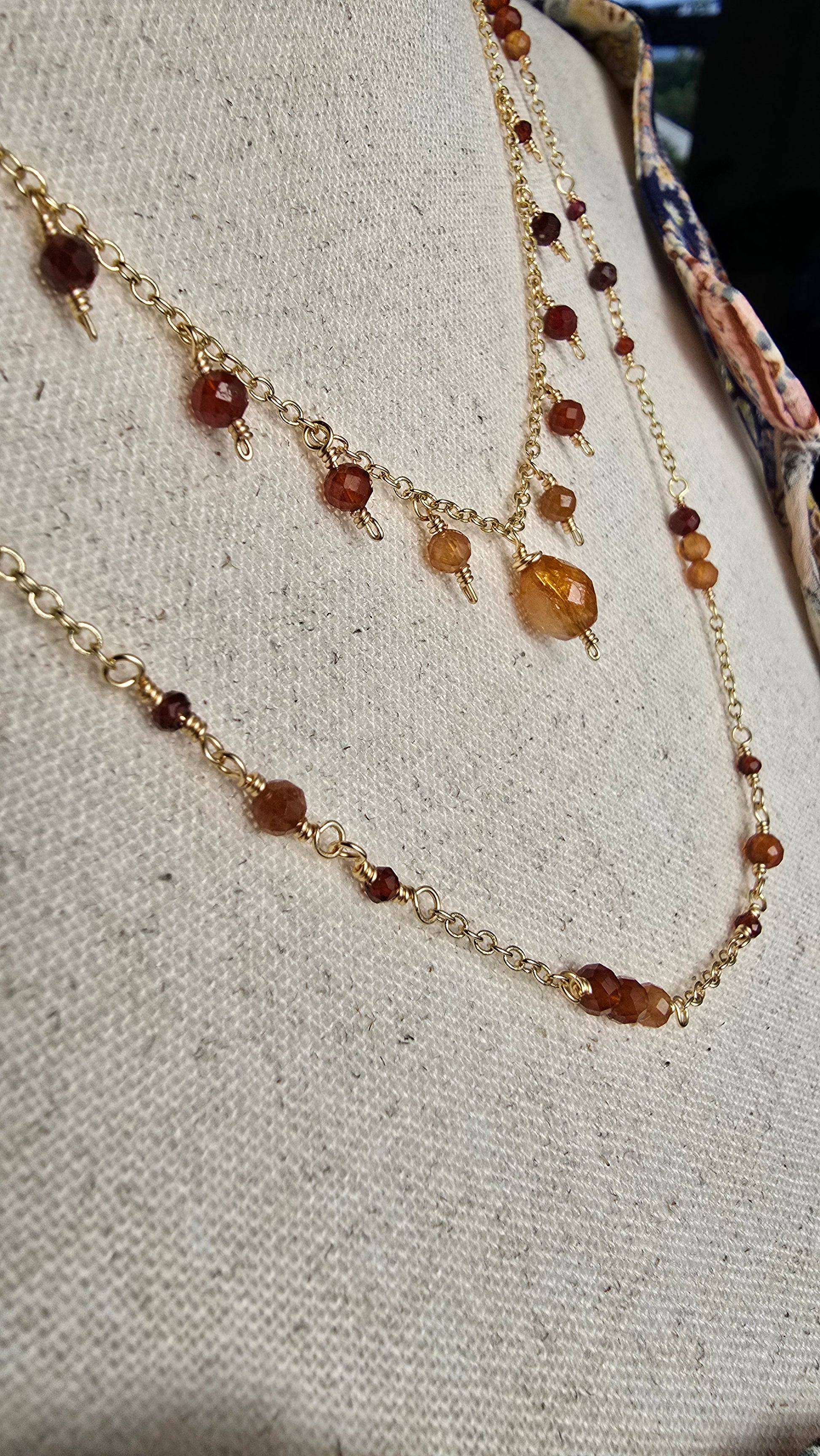 Hessonite Garnet Layered Necklace Sacred Sol Design