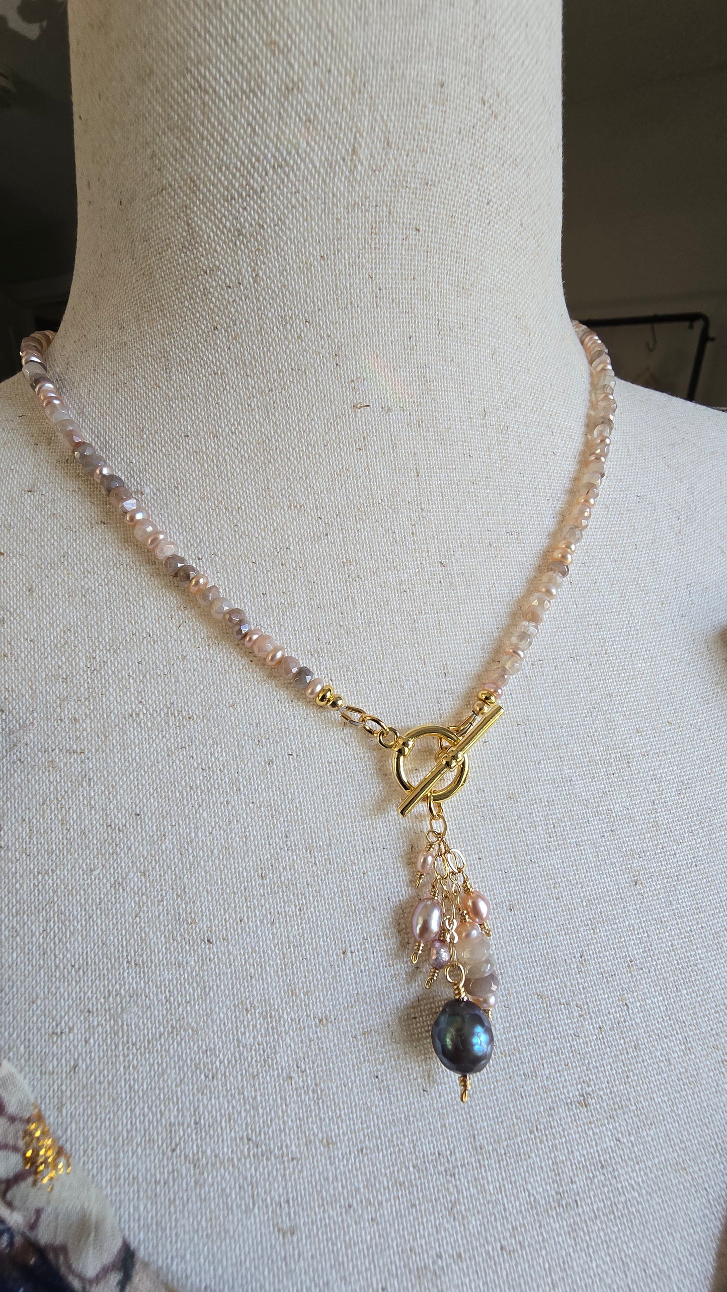 Moonstone & Pearl Statement Necklace Sacred Sol Design