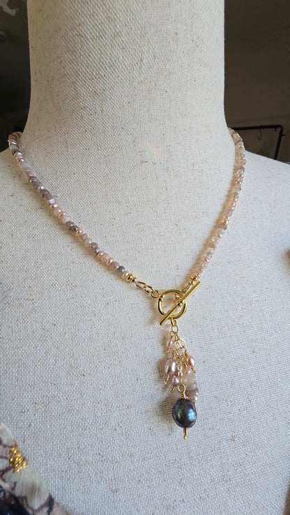 Moonstone & Pearl Statement Necklace Sacred Sol Design
