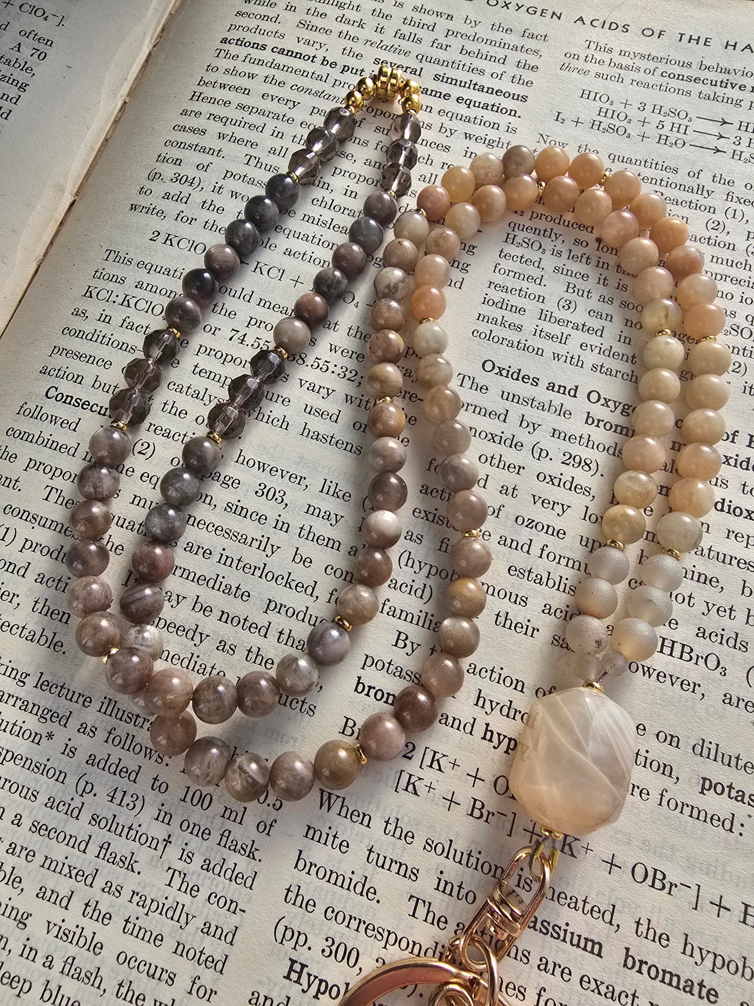 Custom for Amelia - Chocolate Moonstone & Smoky Quartz Glass beading Sacred Sol Design