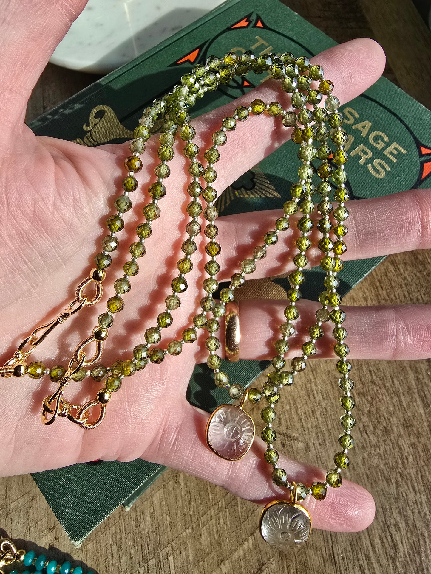 Green Zircon & Quartz Necklace Sacred Sol Design