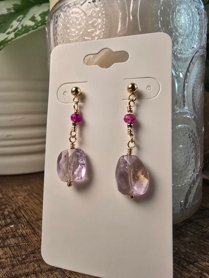 Ametrine & Ruby Golden Drop Earrings Sacred Sol Design