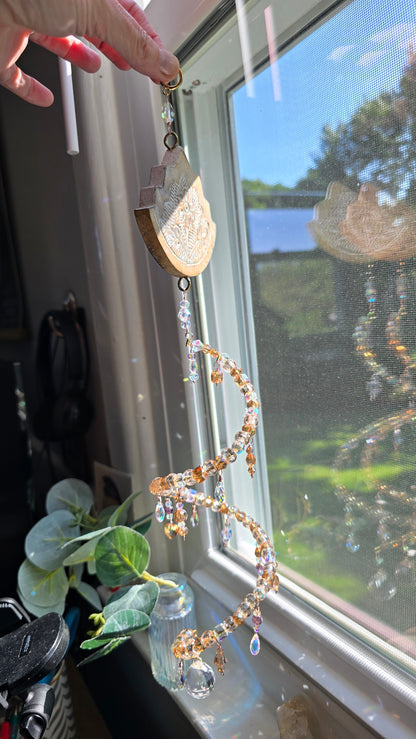 Lotus Crystal Spiral Suncatcher Sacred Sol Design