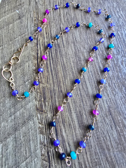 Kaleidoscope - Midnight 4MM 21" Hand Linked Rondelle Necklace Sacred Sol Design