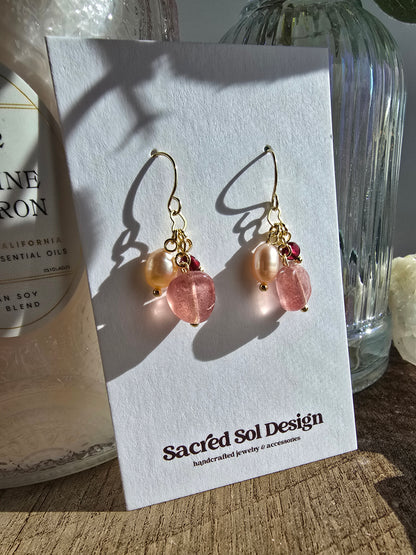 Strawberry Quartz & Garnet Cluster Drops Sacred Sol Design