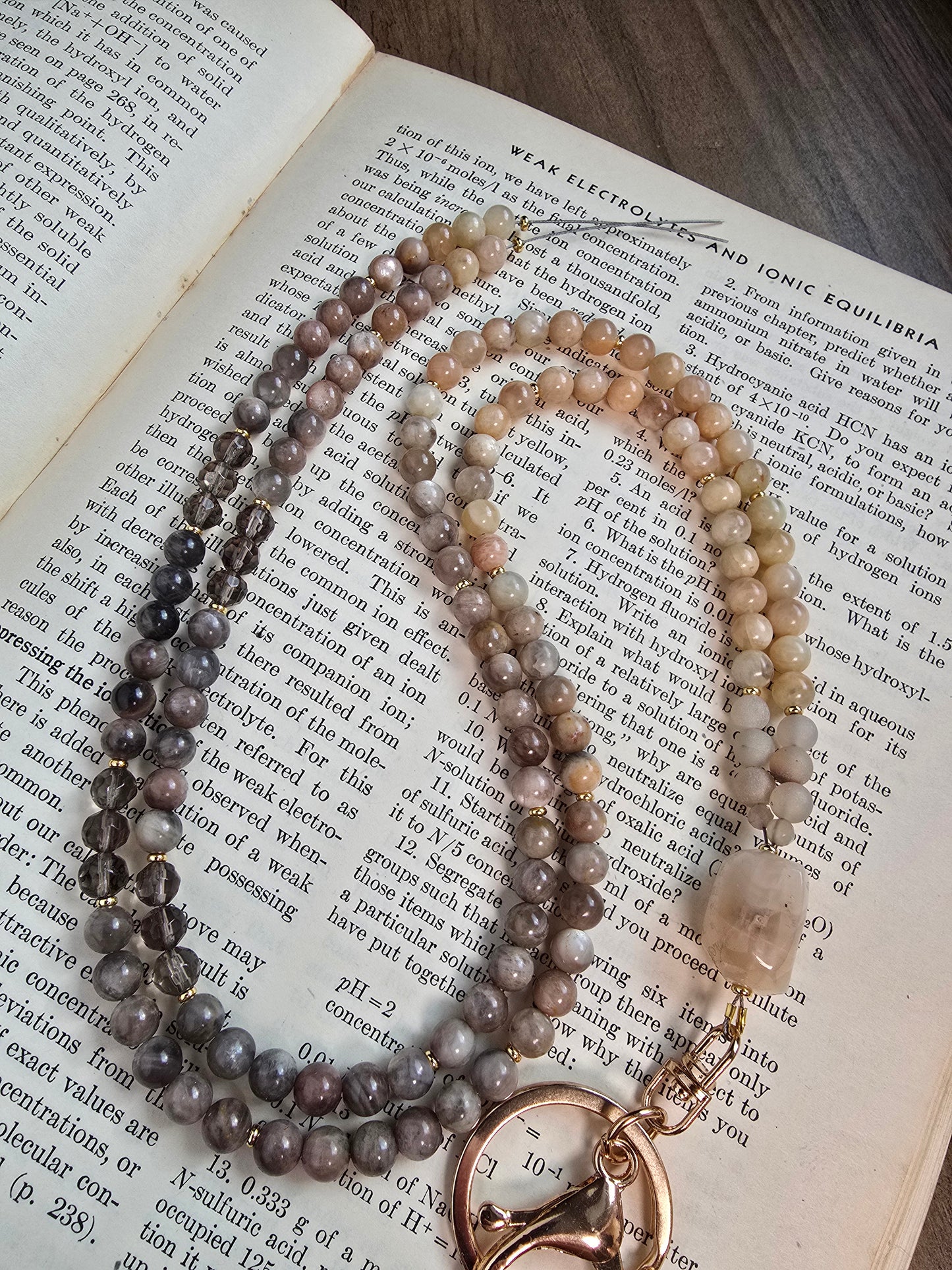 Custom for Amelia - Chocolate Moonstone & Smoky Quartz Glass beading Sacred Sol Design