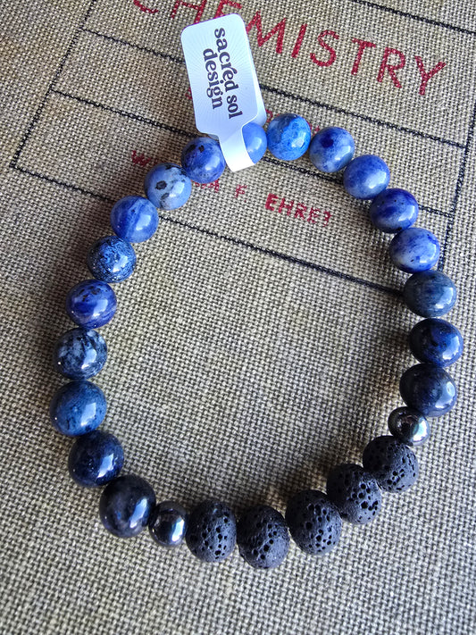 Sodalite + Lava Men’s Gemstone Bracelet My Store