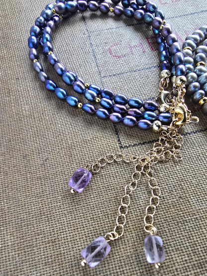 Gold Filled Pearl Bracelet with Gemstone Charm Extender | Everyday Pearl Jewelry My Store