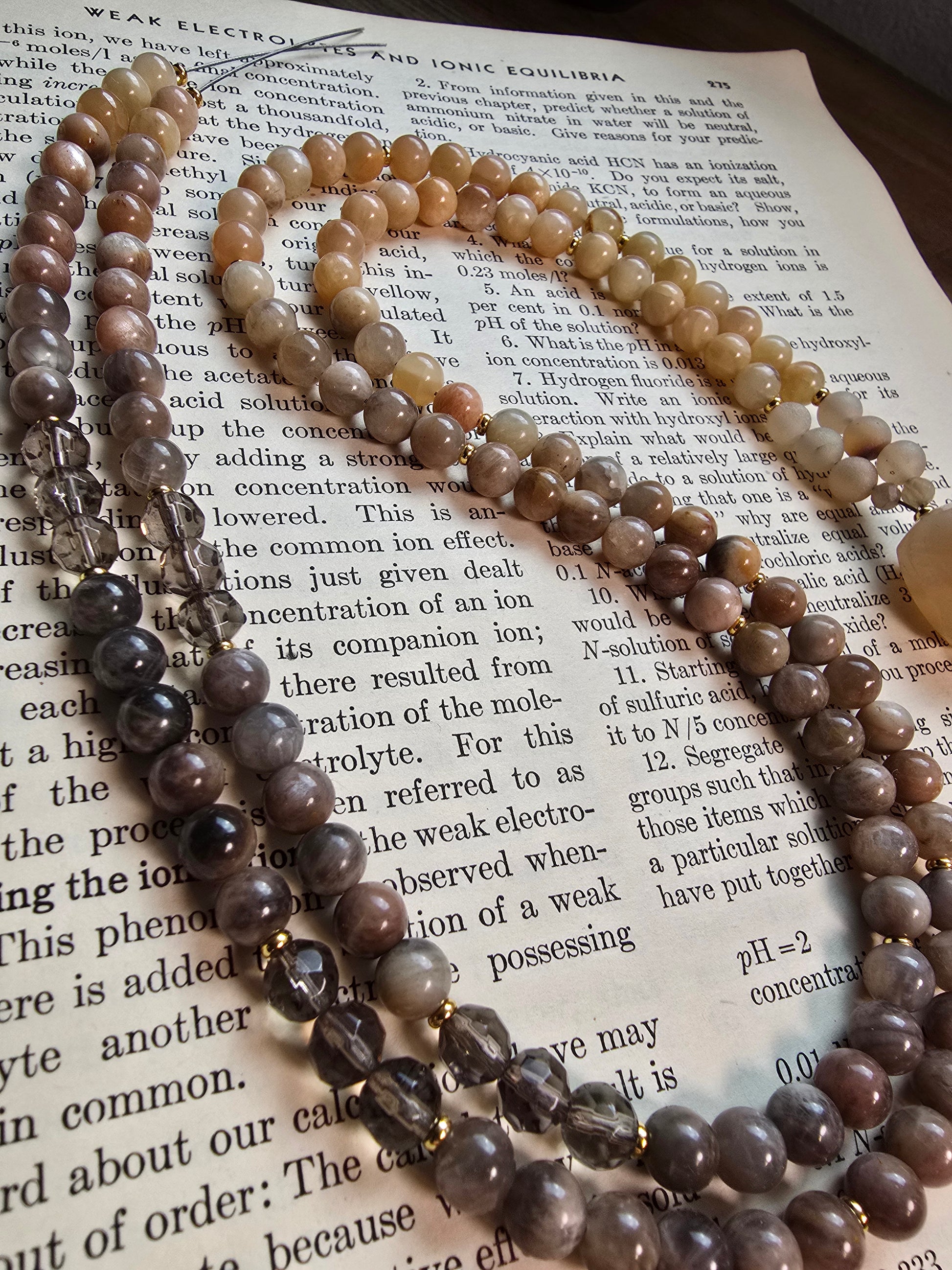 Custom for Amelia - Chocolate Moonstone & Smoky Quartz Glass beading Sacred Sol Design