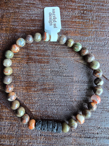 Petrified Wood + Lava Men’s Gemstone Bracelet My Store