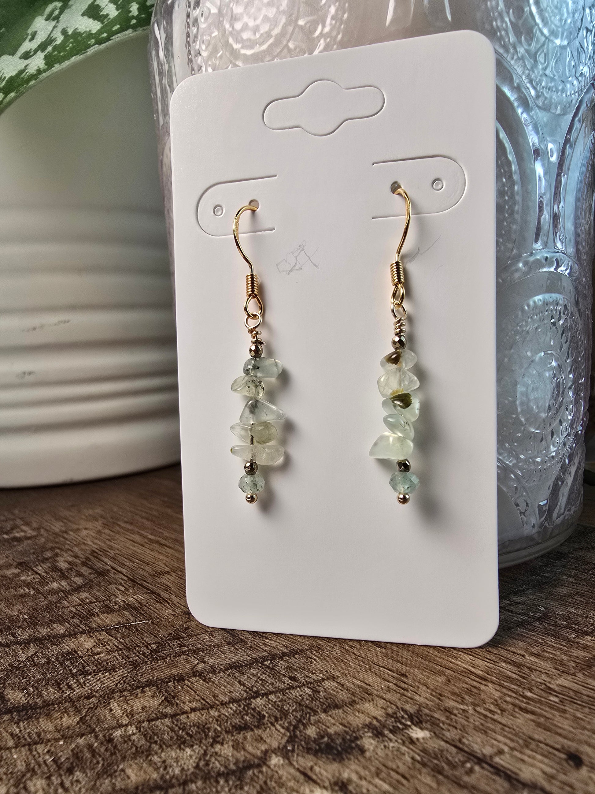 Navy Blue Sapphire & Grey Jade Mini Drop Earrings Sacred Sol Design