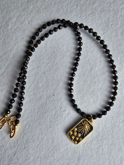 Black Agate Necklace Sacred Sol Design