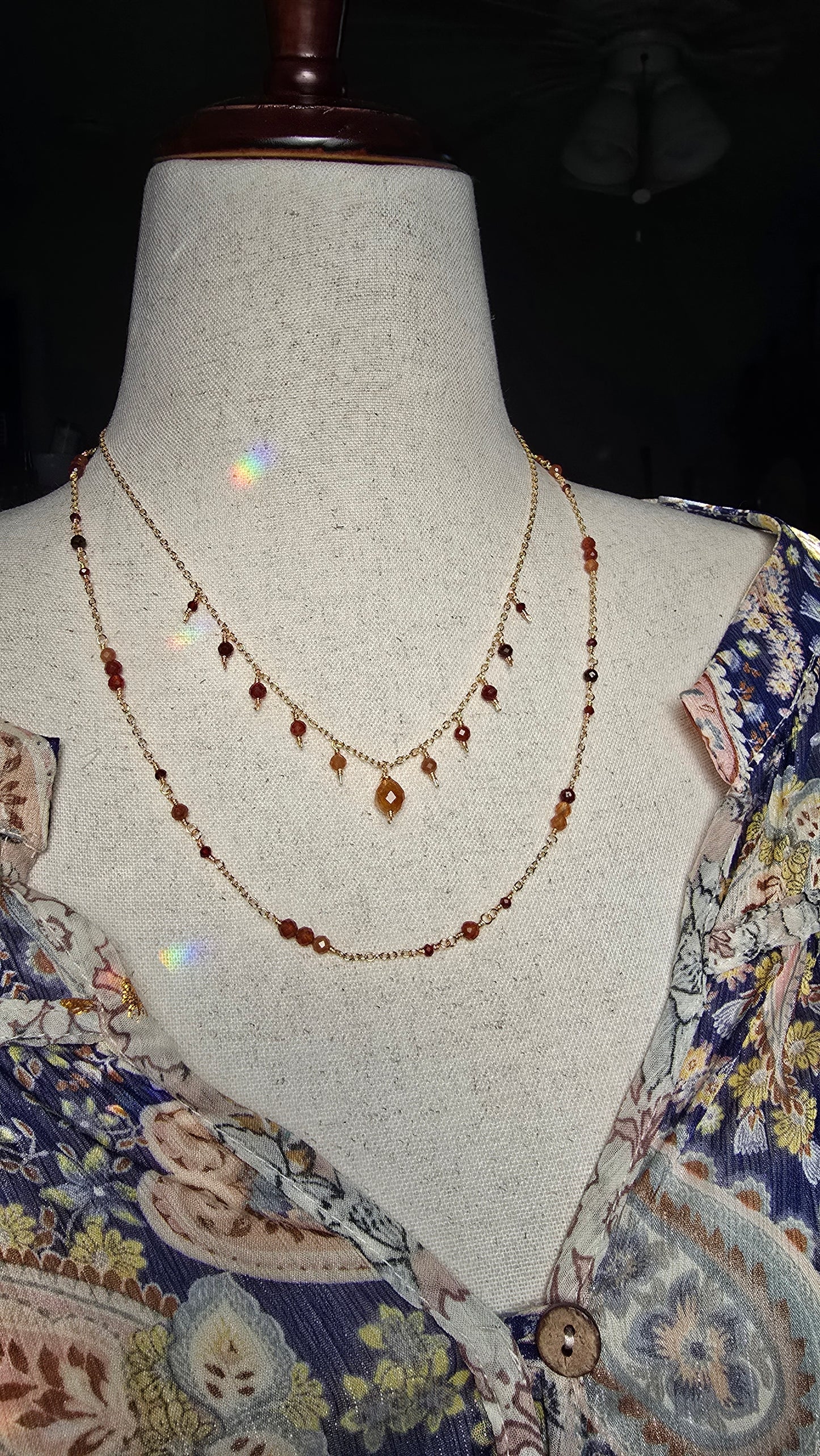 Hessonite Garnet Layered Necklace Sacred Sol Design