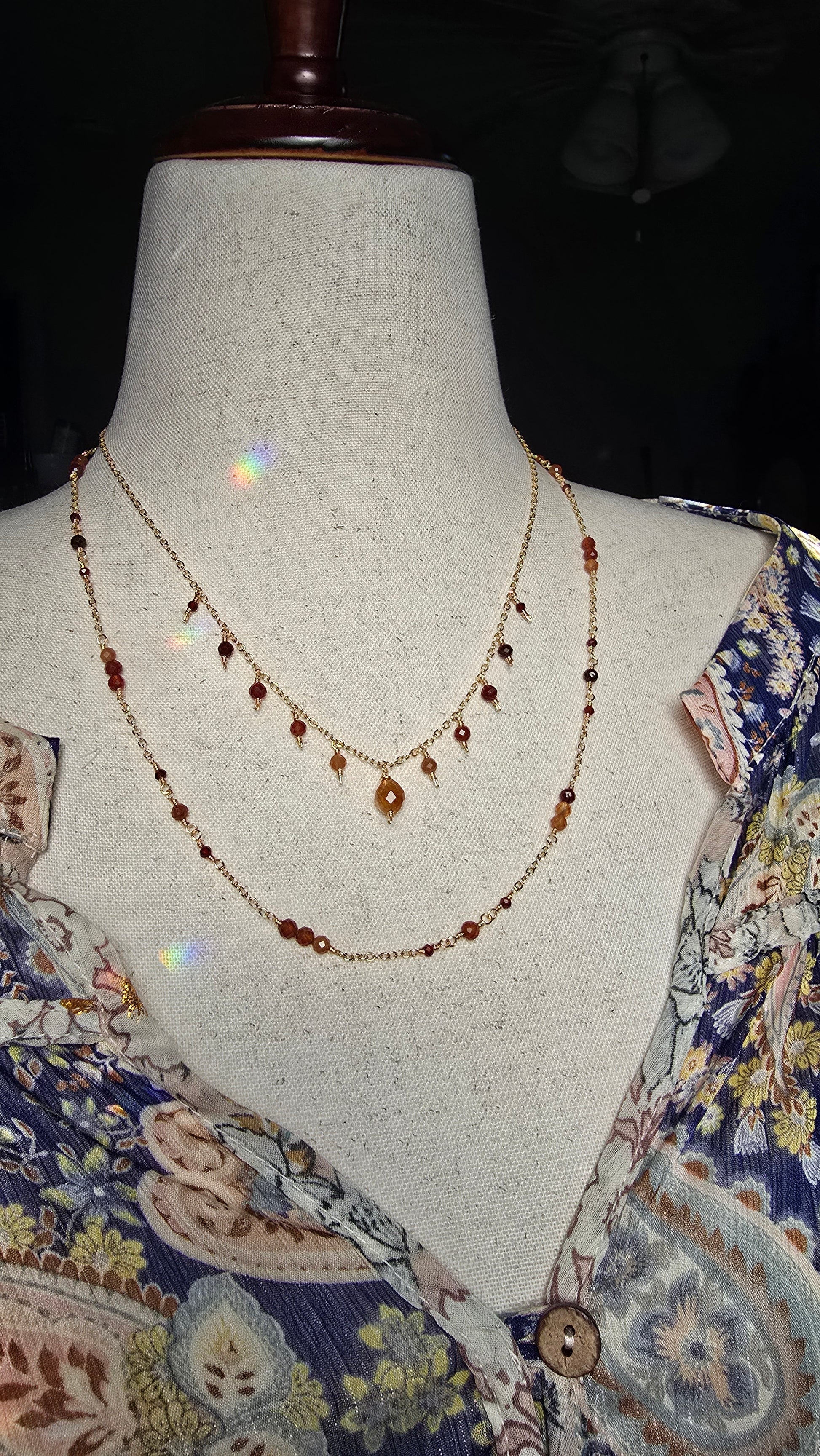 Hessonite Garnet Layered Necklace Sacred Sol Design
