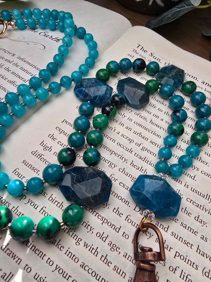 Blue Apatite Gemstone Lanyard Sacred Sol Design