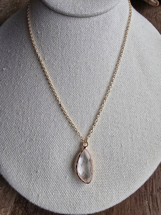 Faceted Quartz Drop Necklace | Gold Filled Chain, Minimal Gold Pendant Necklace Sacred Sol Design
