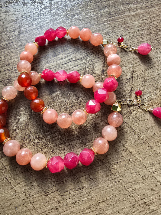 Radiant Joy Sunstone & Star-Cut Jade Stretch Bracelet My Store