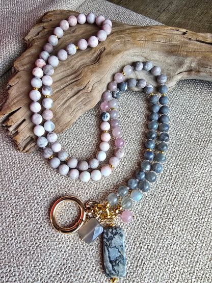 Matte Jasper, Labradorite & Rose Quartz Necklace/Lanyard Combo