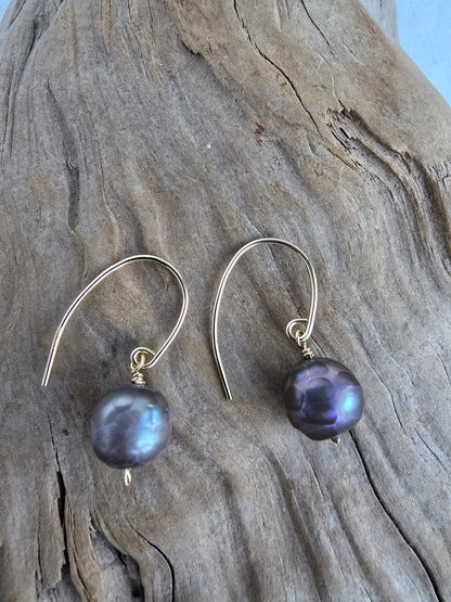 Faceted Peacock Pearl Drop Earrings/Gold-Filled Posts
